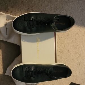 Santoni Men's Midnight Blue Leather Sneakers